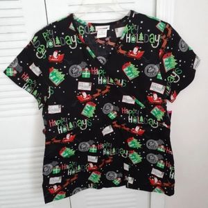 Holiday Scrub Top